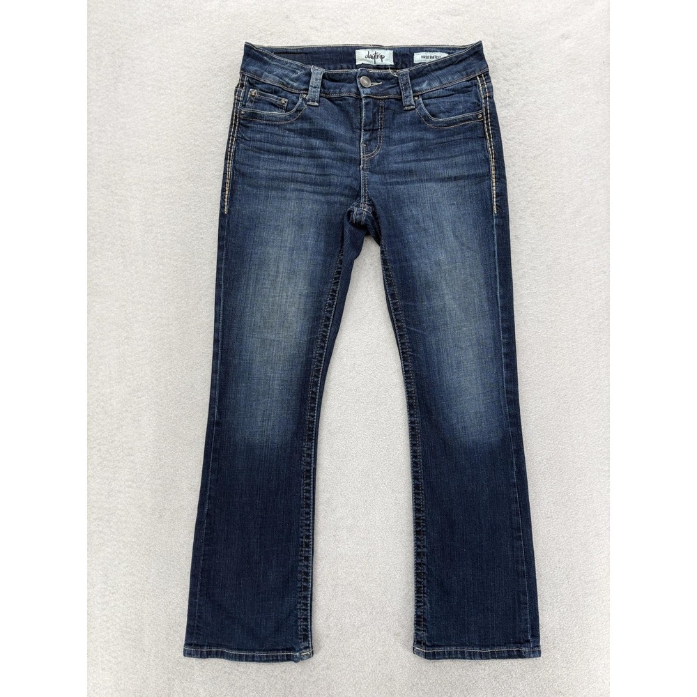 Daytrip Virgo Bootcut Jeans Womens 29S Blue Med Wash Low Rise Distressed Grunge